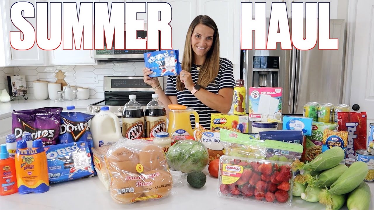 SUMMER BBQ GROCERY HAUL | BUYING GROCERIES FOR A BIG FAMILY BACKYARD COOK OUT SUMMER FUN