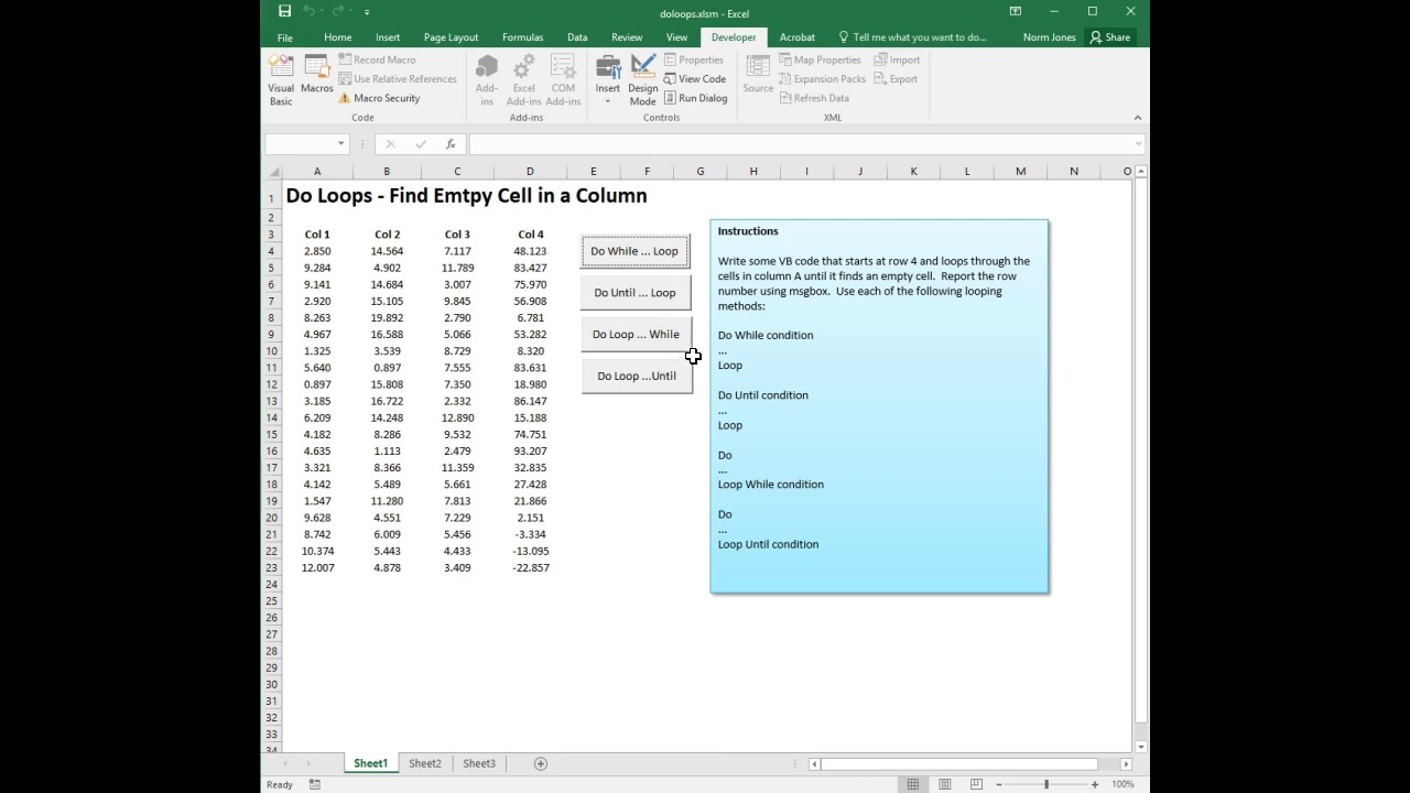 Do Loops, Pt 1 - Find Empty Cell