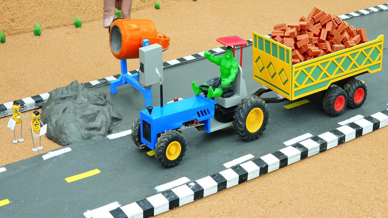 Floods Destroy Roads – Science Project Rebuilds with Concrete | Construction Vehicles