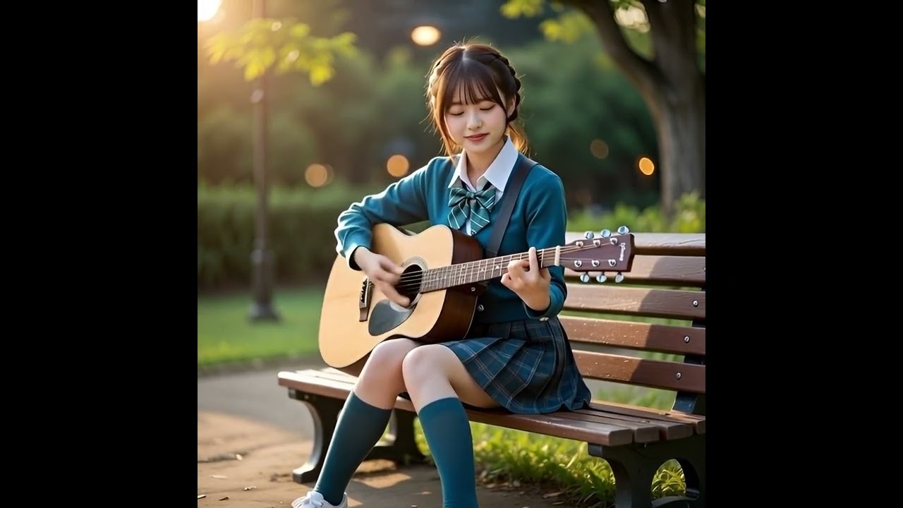 雨の夜にギターを弾く美少女 | 勉強・集中・リラックス BGM
