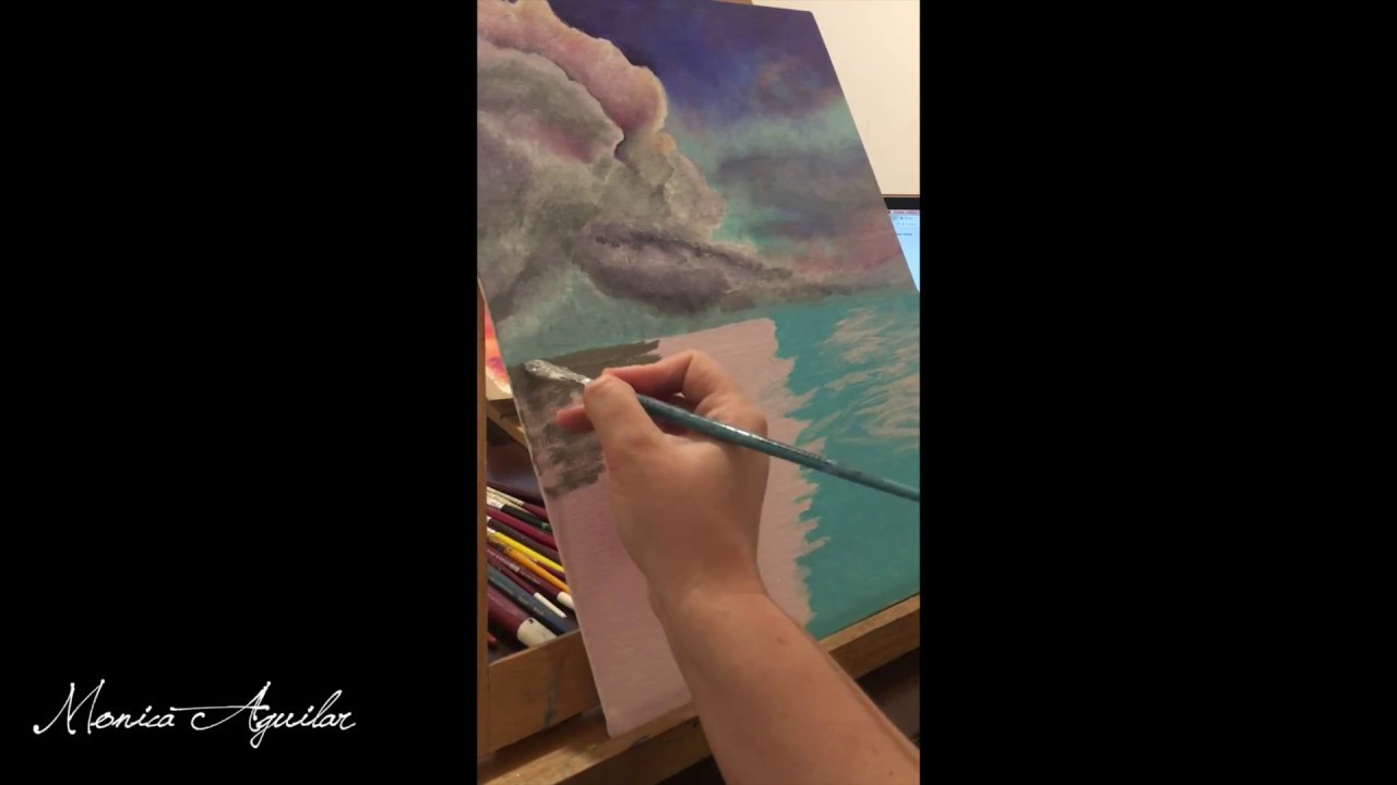 Pintura con acrílicos Atardecer | Monica Aguilar