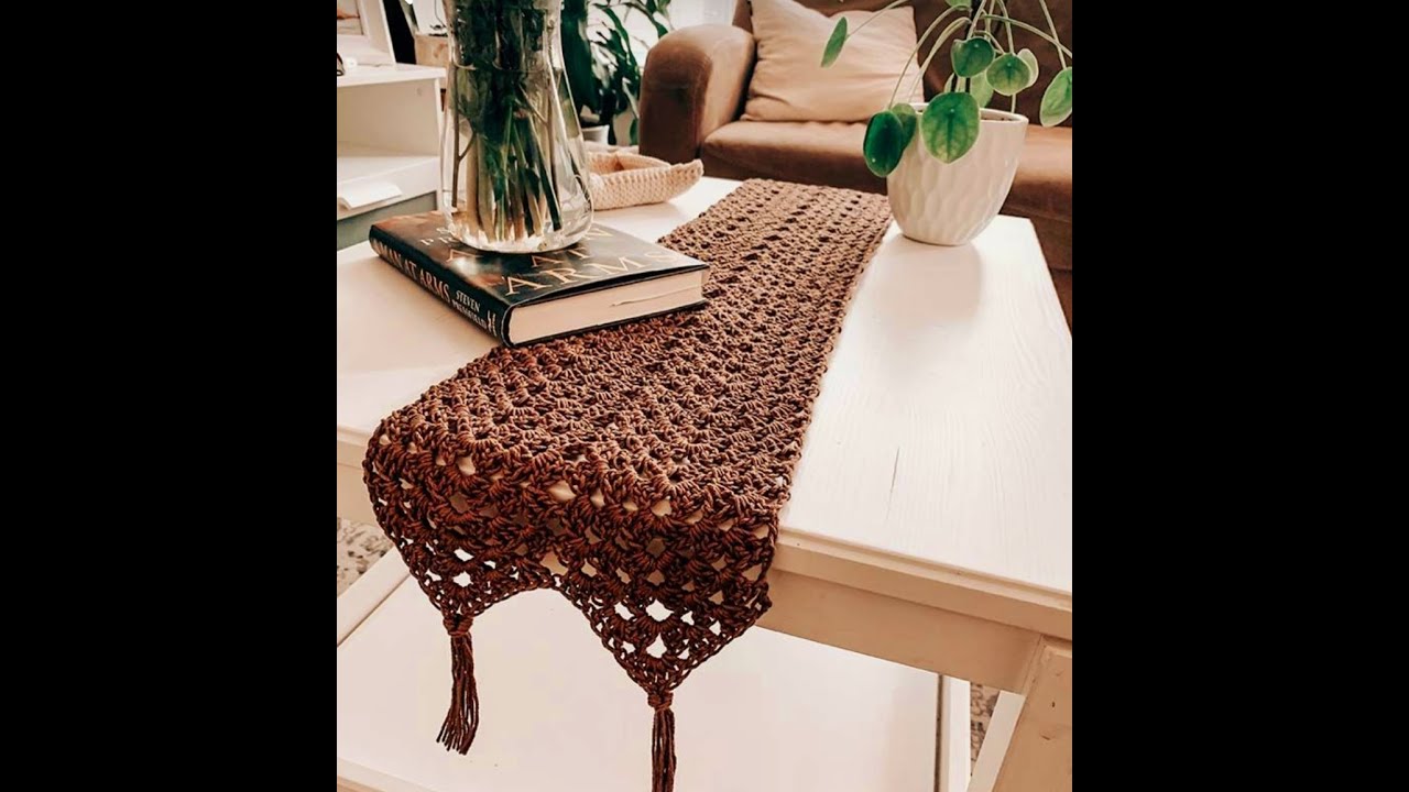 سهل وسريع مفرش كروشيه مستطيل للمبتدئين How to crochet table runner fast and easy