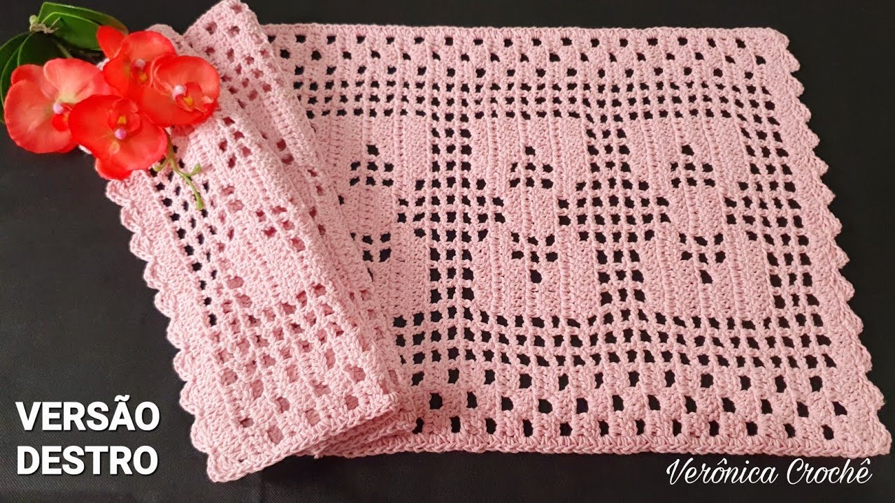 🎀 Caminho de mesa em croche/Trilho de mesa em croche/Passo a passo/Para iniciantes(Versão destro)