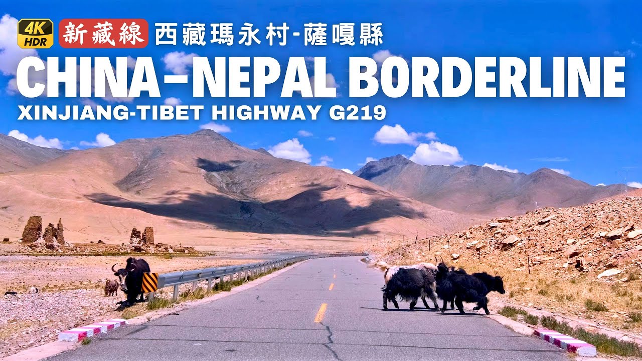 Driving along China Nepal Borderline in Himalayas Mountain Range - Mayong to Saga, Tibet