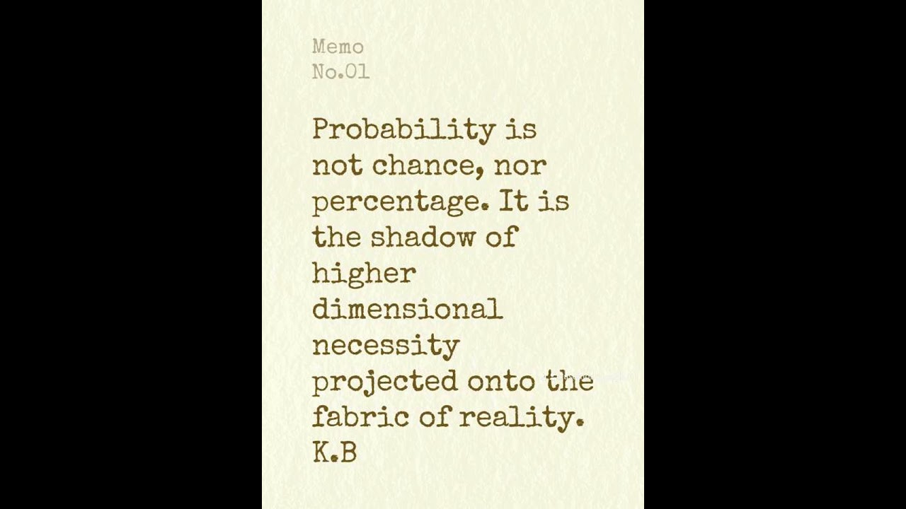 Probability isn't chance,. It is the shadow of higher-dimensional projected onto the fabric  reality