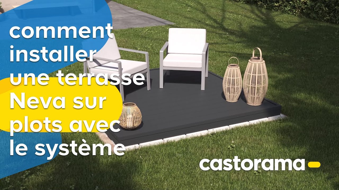 Comment installer facilement une terrasse Neva sur plots avec le syst&egrave;me Easyclip - Castorama
