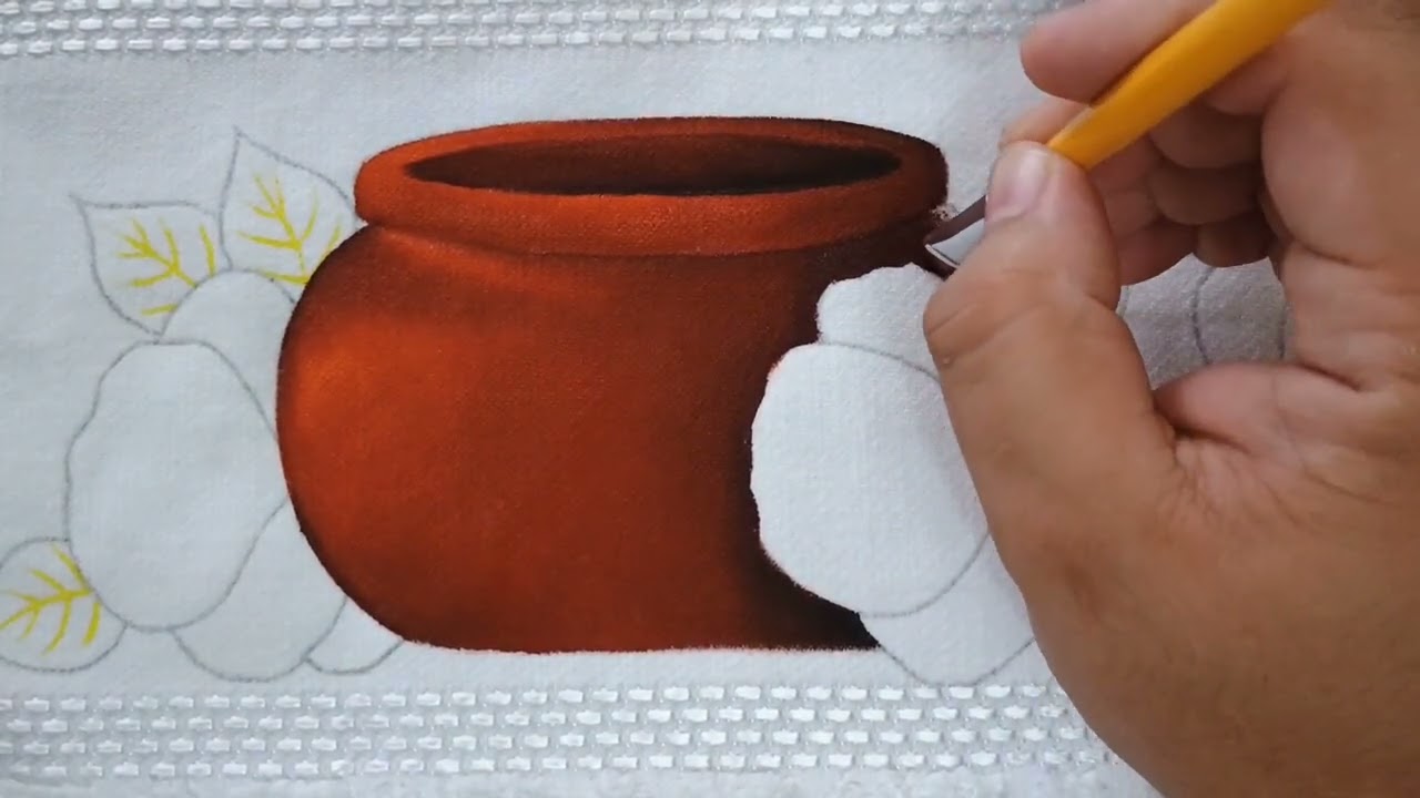 Amores Perfeitos com Cumbuca de Barro Pintura em Toalha Aula 457 Bruno Silva