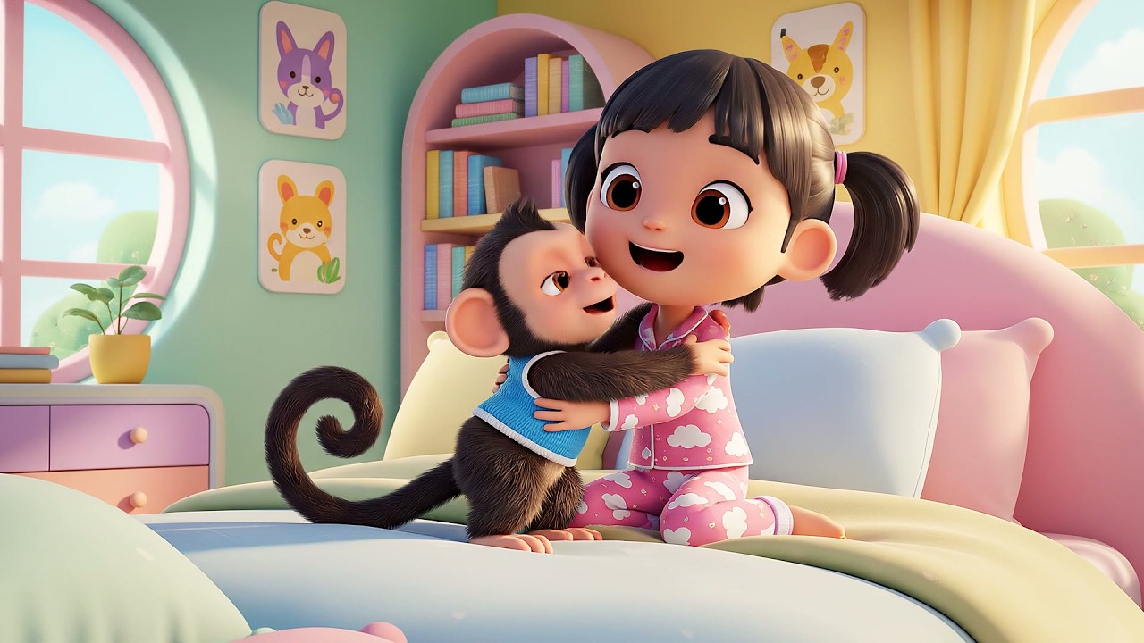 Cinco Pequeños Monos Saltando y Divirtiéndose | Canciones de Animales y Juego Activo