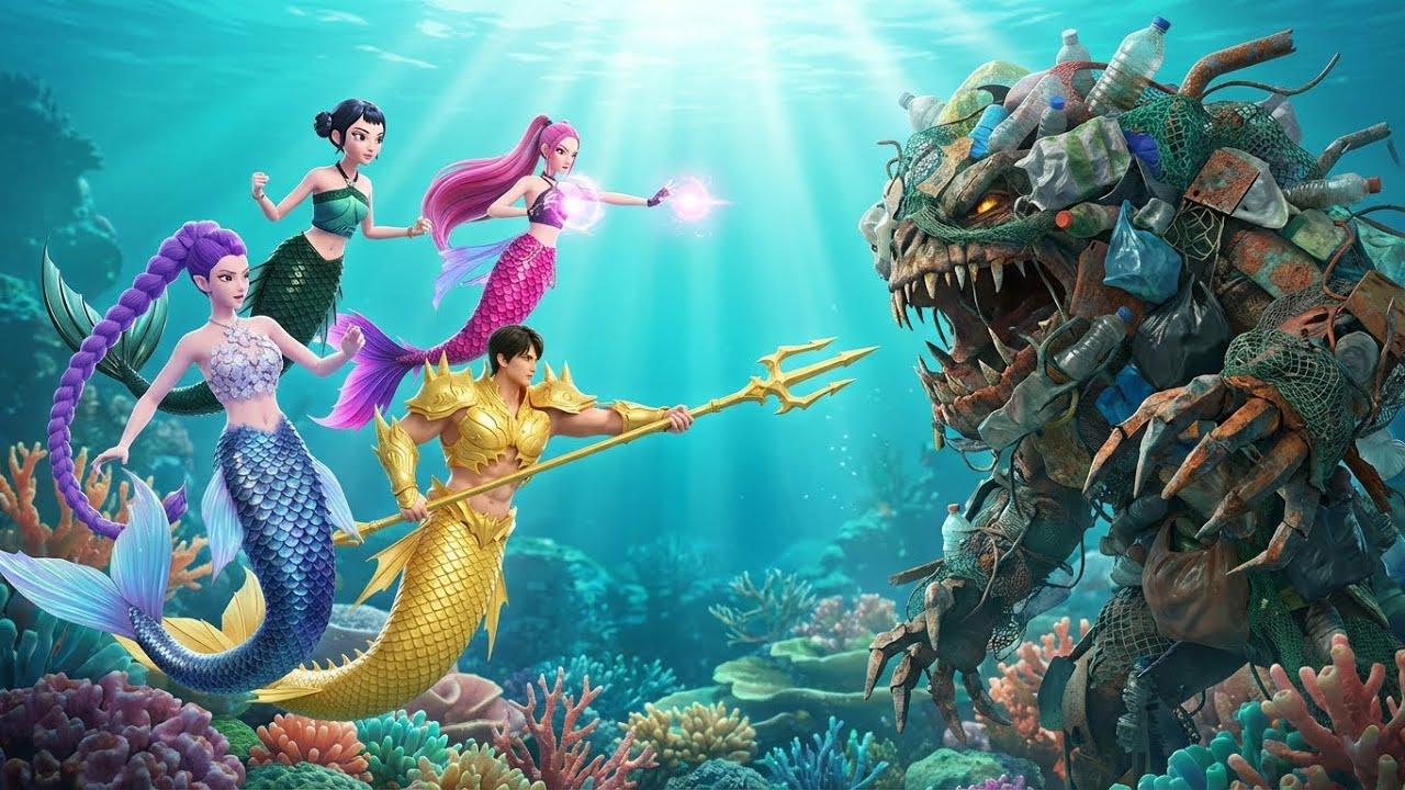 Mermaid Warriors vs Trash Monsters | Epic 3D Animation | Ocean Rescue Adventure