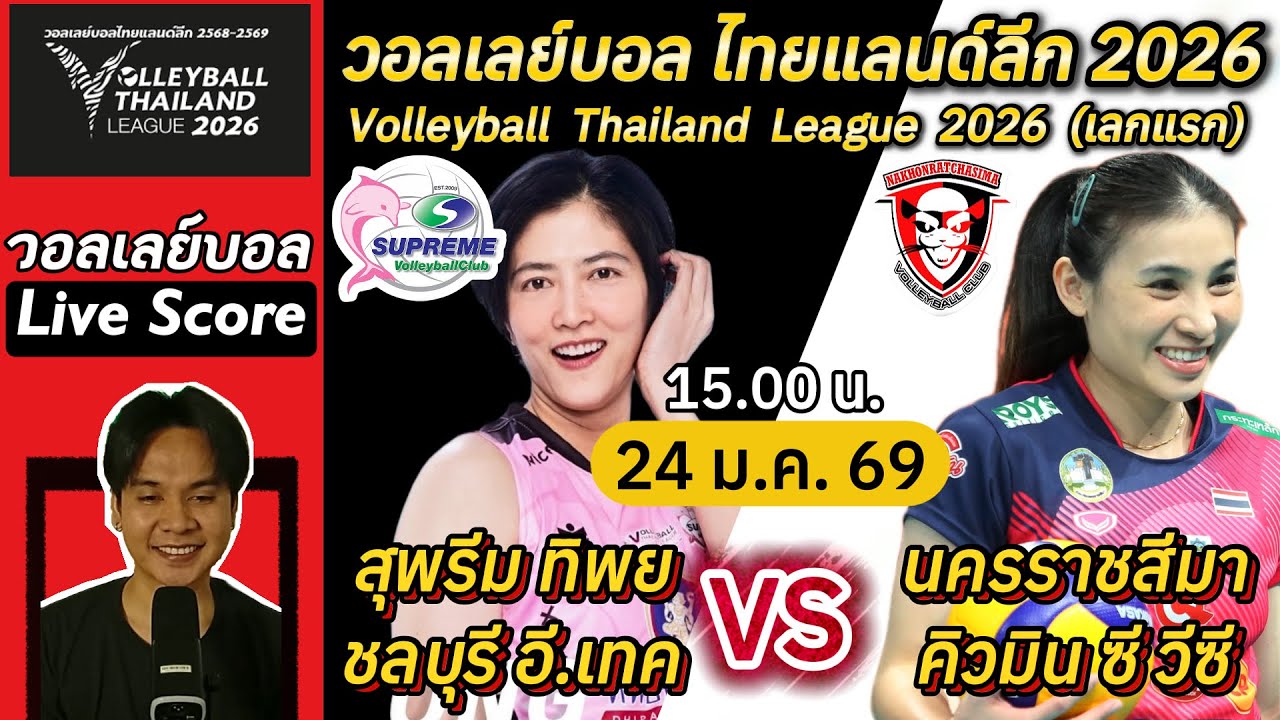 Live Score : สุพรีม VS นครราชสีมา วอลเลย์บอลไทยแลนด์ลีก 2026 (เลกแรก) #วอลเลย์บอล #volleyball