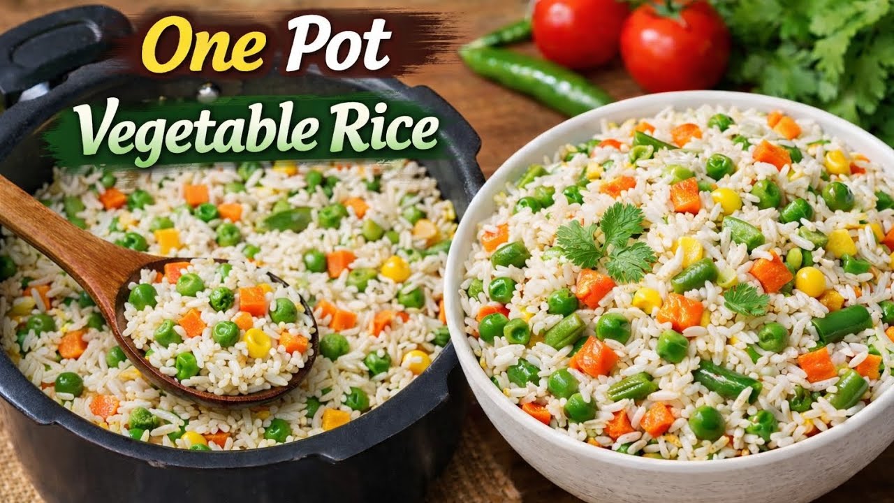 One Pot Vegetable Rice Recipe | Easy Veg Rice | Quick Lunch Box Recipe