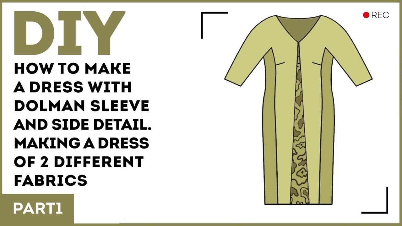 DIY: How to make a dress with dolman sleeve and side detail. Making a dress of 2 different fabrics.
