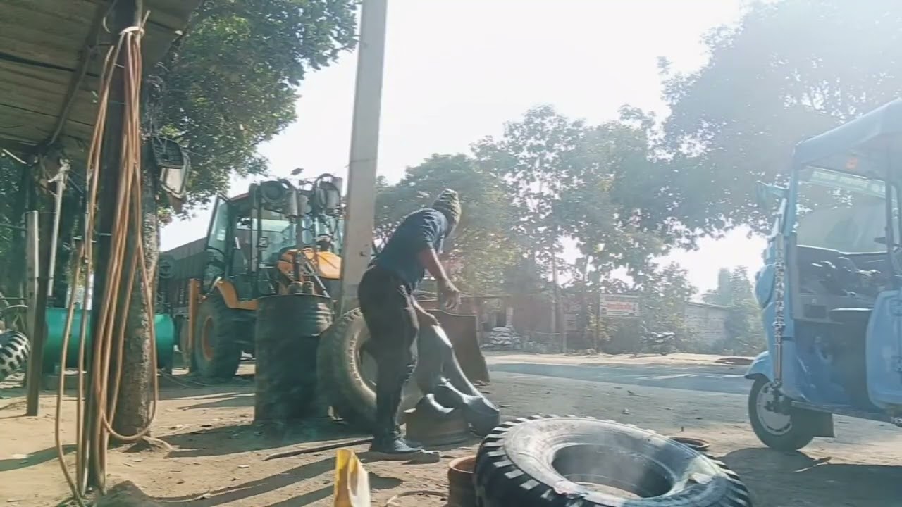 2026 JCB Machine Front Excel Left Right 9.00.16 New JCB Tyre Fitting Tube Type🧑‍🔧#automobile🇮🇳