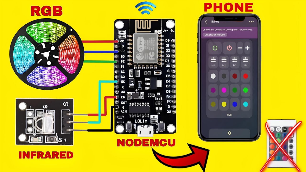 RGB ŞERİT LEDİ KUMANDA OLMADAN KONTROL EDİN / RGB LED UZAKTAN KONTROL PROJESİ #cadio #rgb #remote