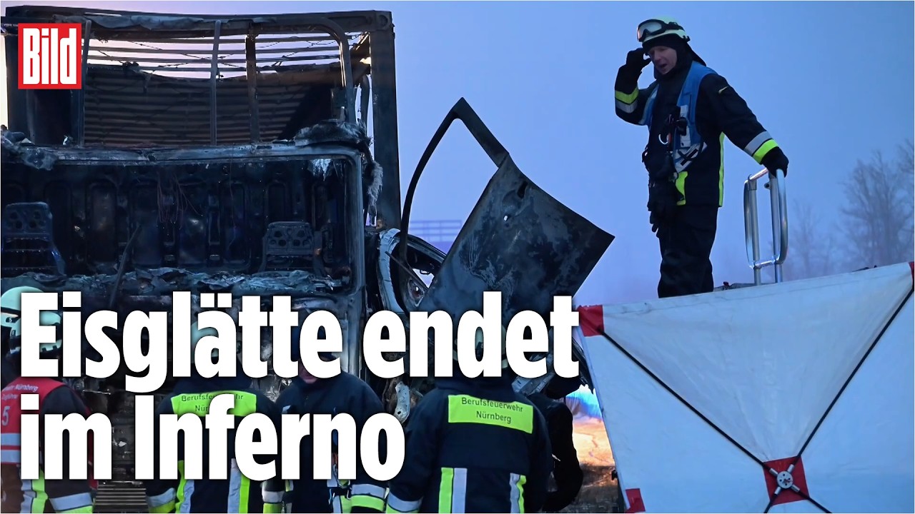 TODES-DRAMA AUF DER A6: Pkw und Lkw gehen in Flammen auf &ndash; Autobahn komplett gesperrt