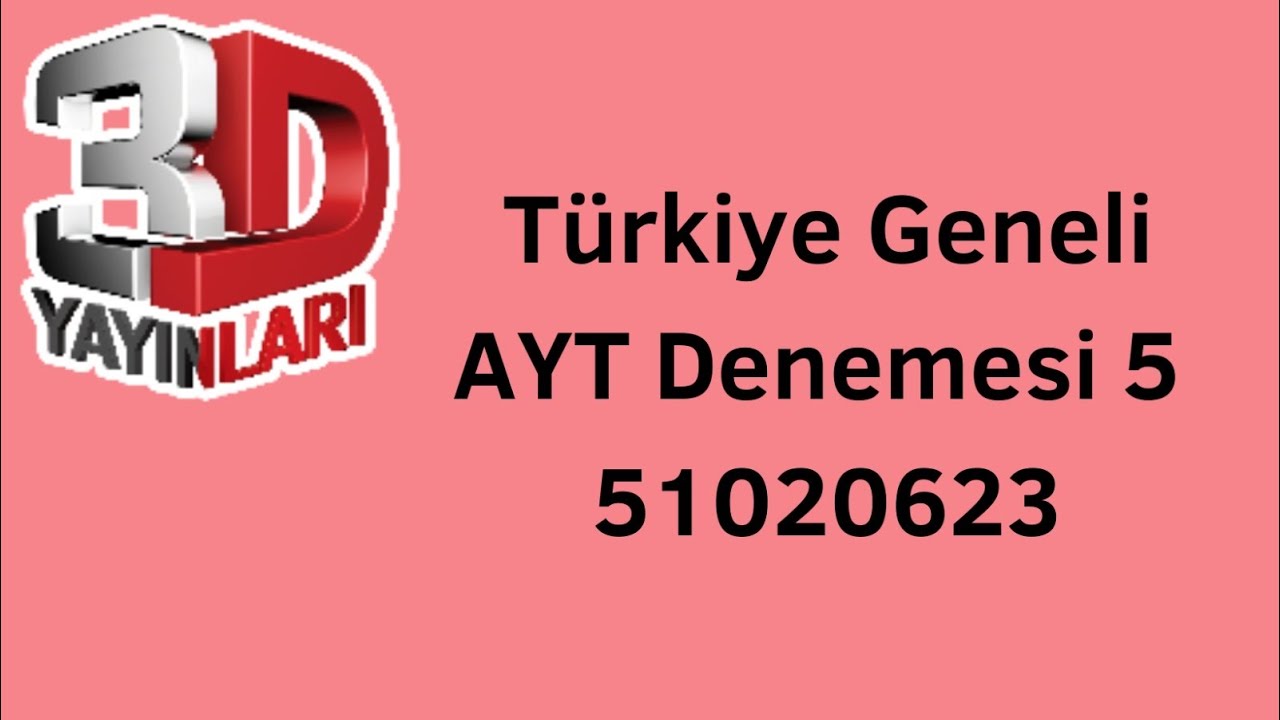 3D Yayınları AYT Deneme Sınavı Kimya Soru Çözümü Türkiye Geneli -5