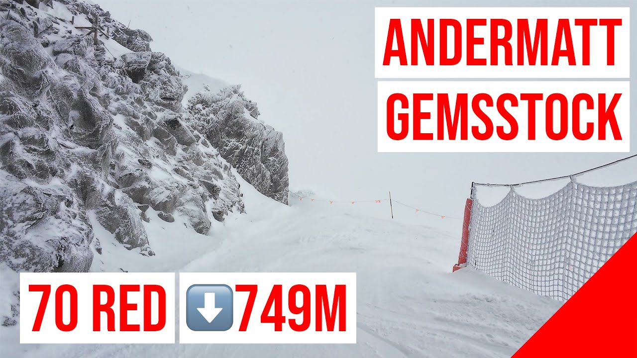 Andermatt Gemsstock, 70 🔴 RED - ROT (749m Descent, Heavy Snowfall, Whiteout) #1🇨🇭