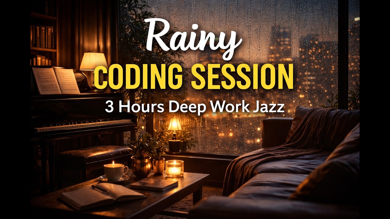 Rainy Coding Session - 3 Hour Deep Work Jazz for Focus & Productivity / Remote Work Radio