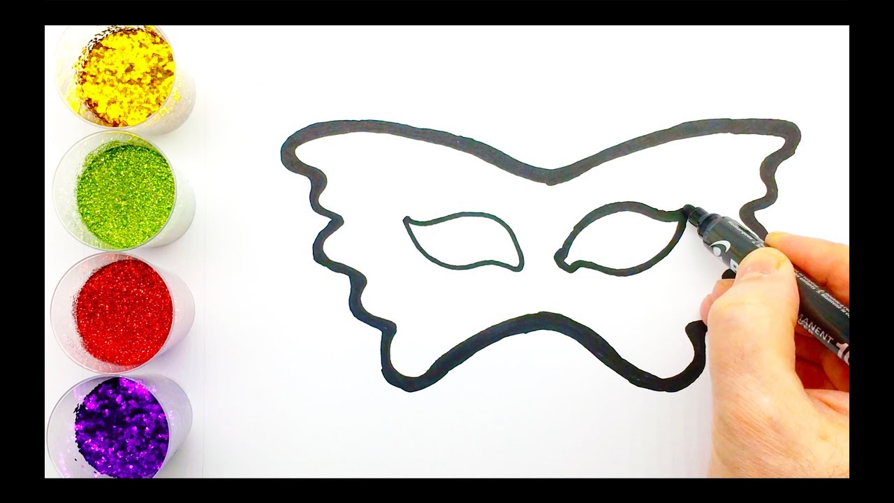 Glitter Carnival Mask - Drawing Painting Glitter Mask for Kids - Pop Art Doodle