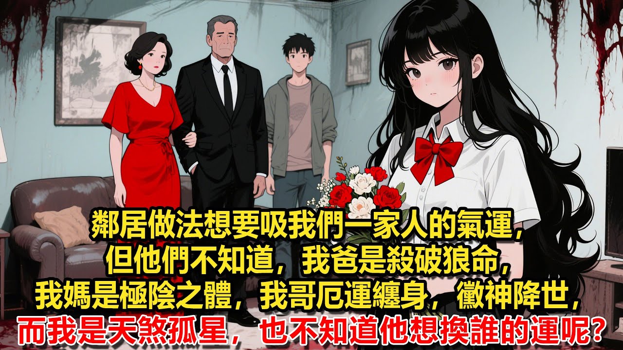 鄰居做法想要吸我們一家人的氣運，但他們不知道，我爸是殺破狼命，我媽是極陰之體，我哥厄運纏身，黴神降世，而我是天煞孤星，也不知道他想換我們家誰的運呢？