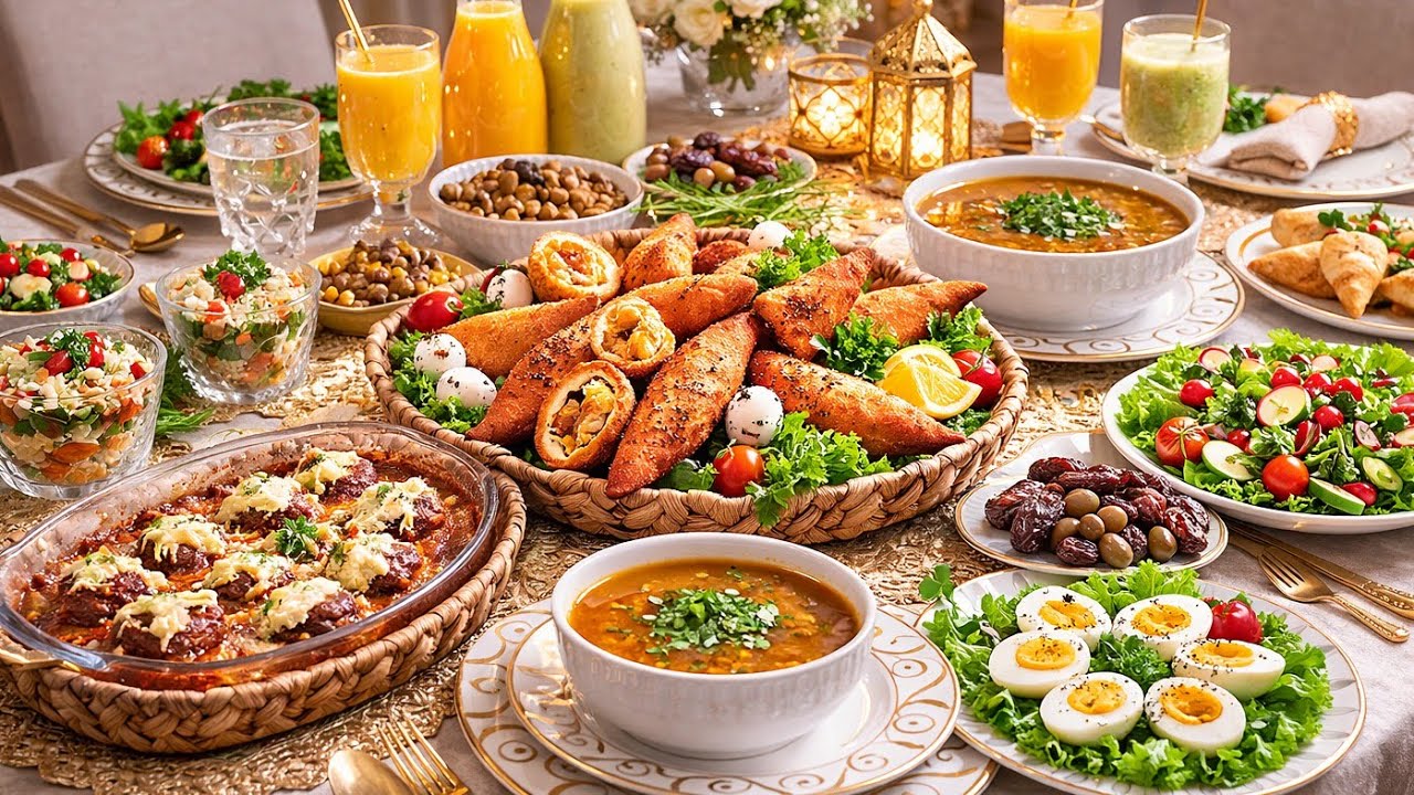 مائدة فطور أول يوم رمضان2026🌜بداك الشئ إلي يبغيه الخاطر👏مملحة خطيرة طاجين روعة حريرة وجدية💪