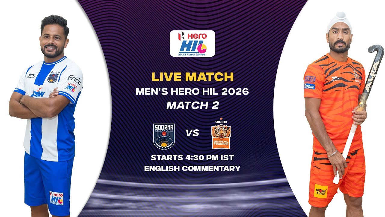 ENGLISH COMMENTARY || Men's Hero Hockey India League 2026 || Match 2 || SOORMA VS TIGERS ||