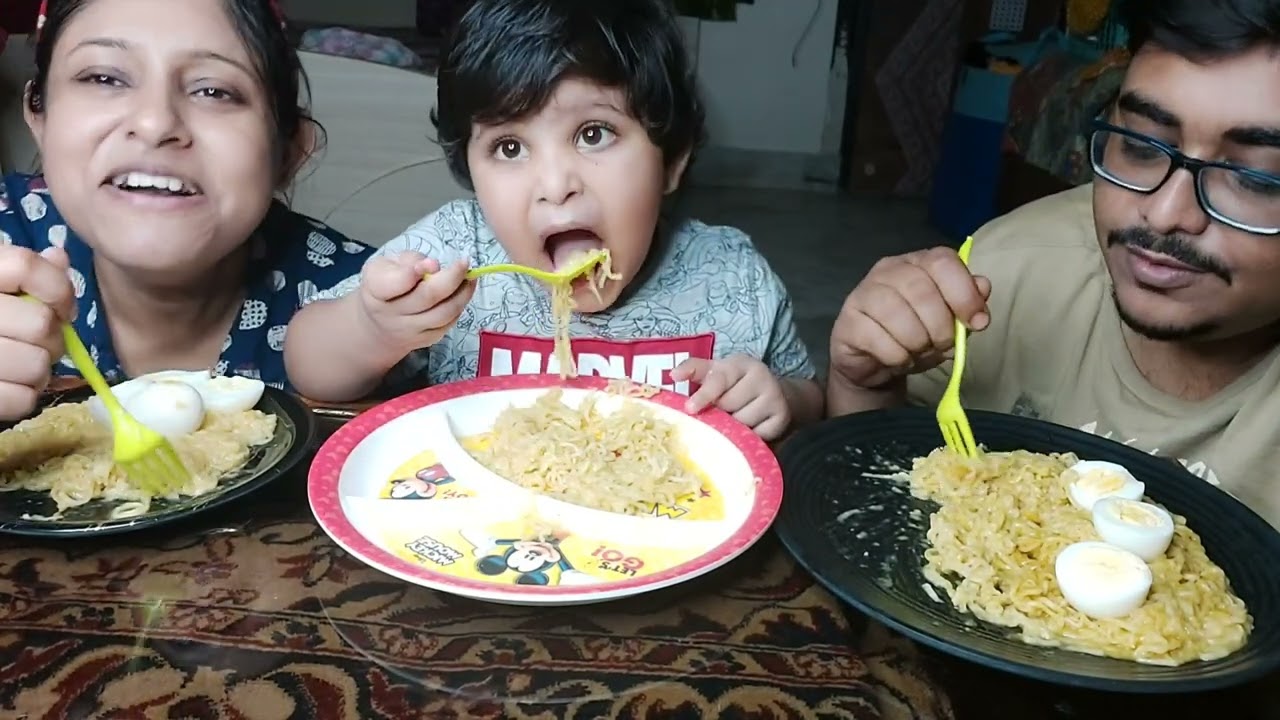 Eating Show - Boiled Maggi With Boiled Egg | Poulami Eating Show| Poulami Vlog Extra |food challenge
