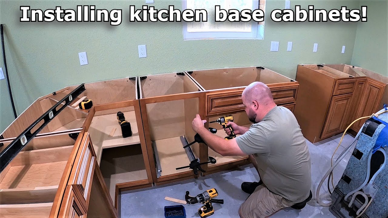 Installing kitchen base cabinets! Part #1 episode 