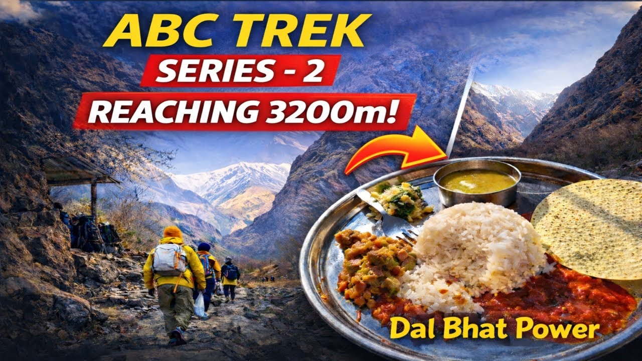 Annapurna Base Camp Trek Day 2 | 3200m Challenge + Dal Bhat Power 🇳🇵| ABC Trek Day 2| Malayalam Vlog