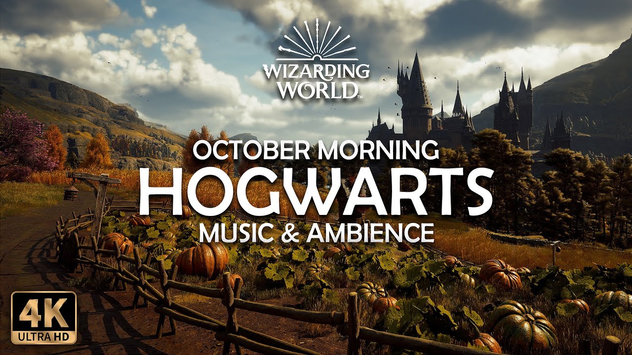 🍂 Calm October Morning at Hogwarts: Magic Autumn Pumpkin Patch 🎃 | Harry Potter 4K Ambience & Music
