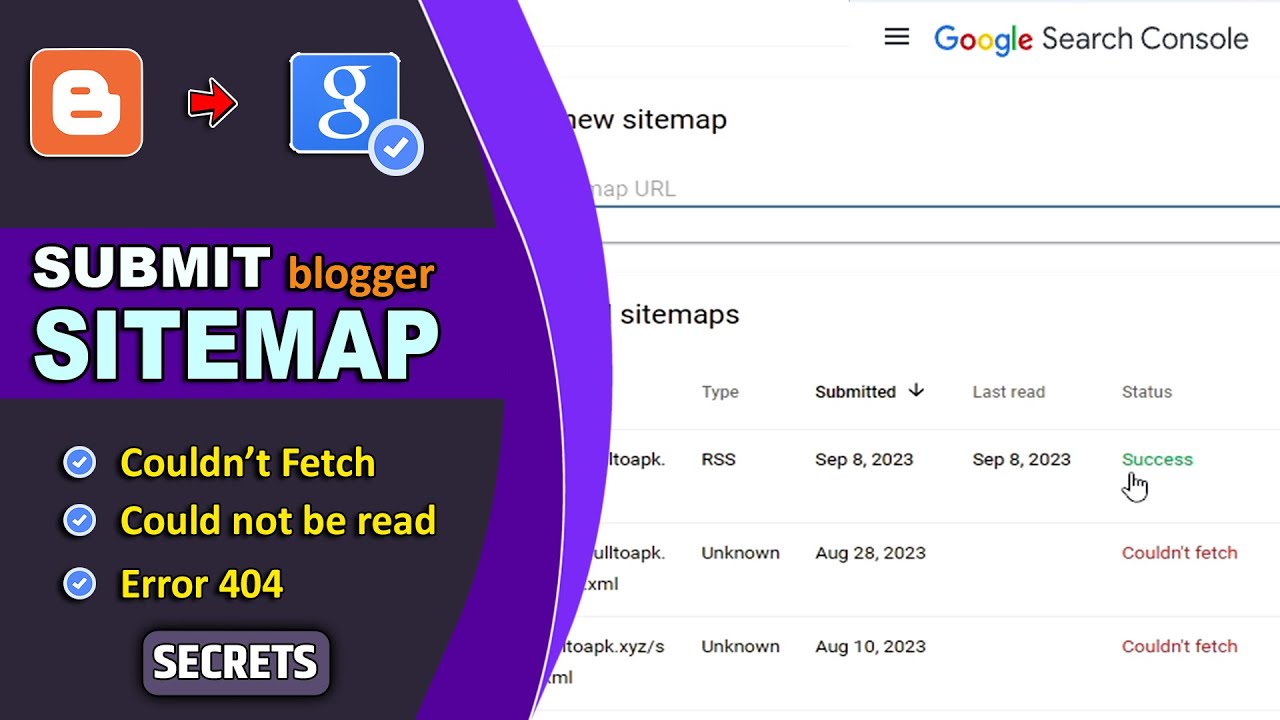 Blogger Sitemap Couldn't Fetch on Google Search Console ✅ Error Fix