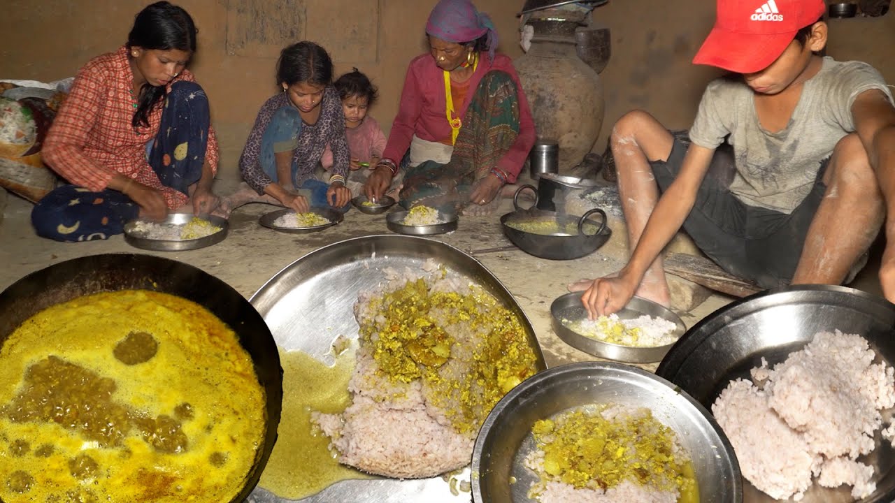 dharme brother's family having rice together after work || Life in rural Nepal || Rural Nepal ||