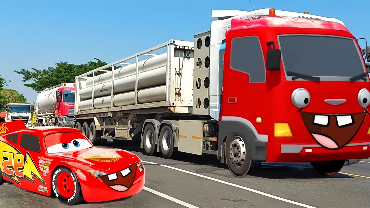 Wow Ada Truk Kontainer Besar, Bus Telolet Basuri, Truk Oleng Joget, Truk Pasir Robot  Frank VS Tayo