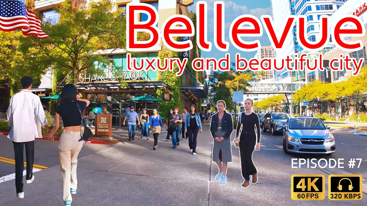 🇺🇸 Luxury Downtown Bellevue Walking Tour with Immersive City Sound 🔊 [4K/60fps/HDR/320kbps]