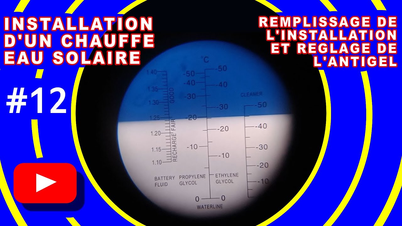 Installation d'un chauffe eau solaire - Remplissage et réglage de l'antigel, mise en service.
