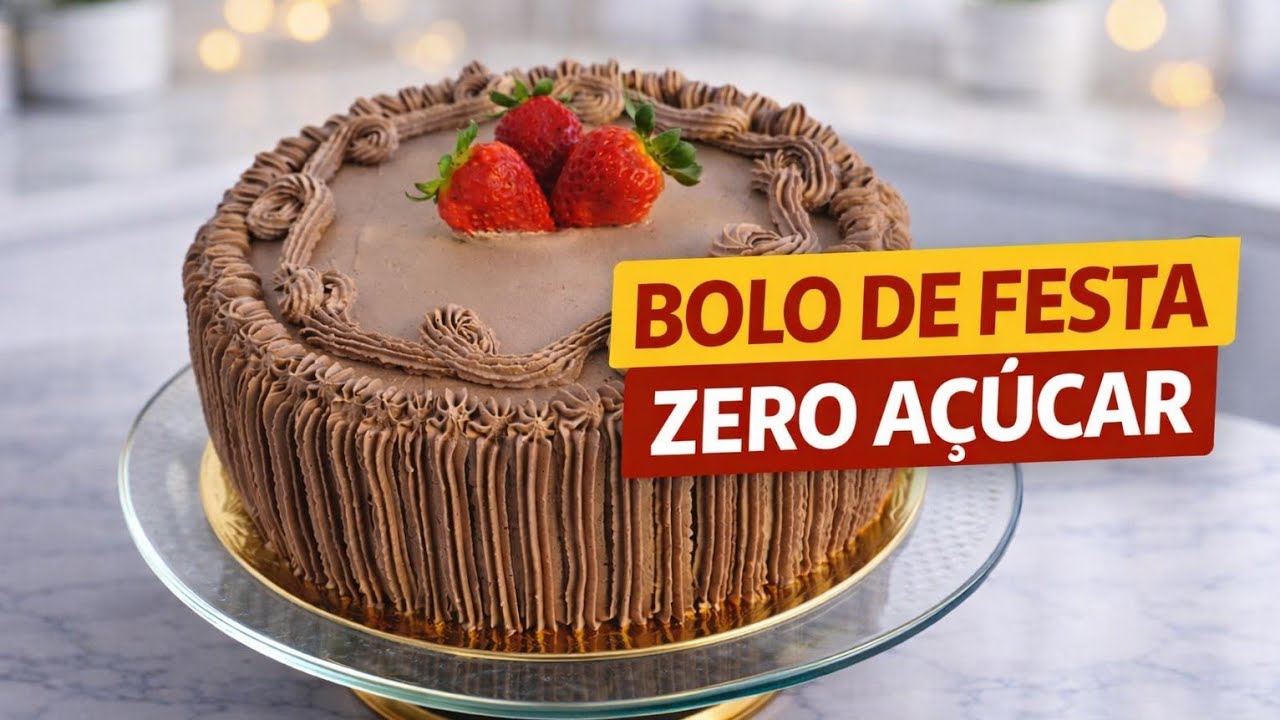 BOLO DE FESTA ZERO AÇÚCAR | Bolo de Chocolate para Diabéticos Estilo Doceria Famosa