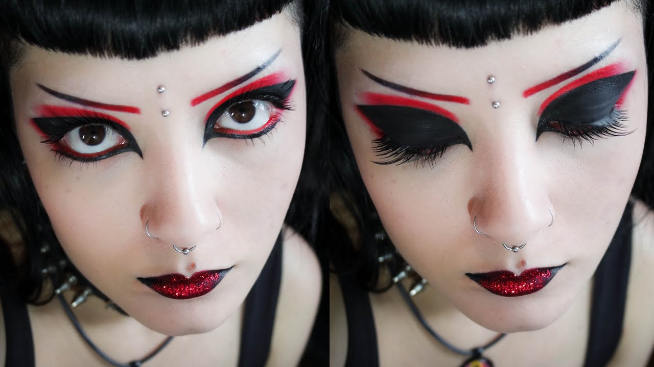 TUTORIAL DE MAQUIAGEM GÓTICA | GRÁFICA COM PRETO E VERMELHO