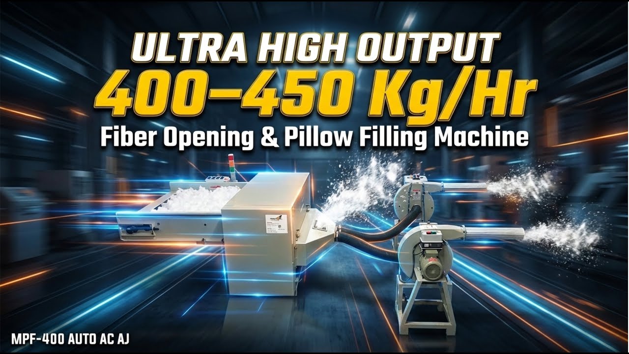 Ultra High Output Fiber Opening & Pillow Filling Machine 400–450 Kg/Hr | MPF-400 AUTO AC AJ