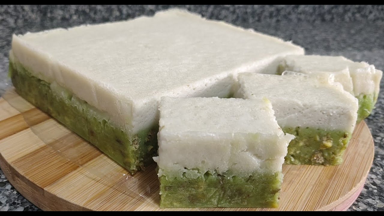 Kuih Talam Kacang Hijau - Sukatan Cawan, Guna Blender (Kuih Talam Green Beans)