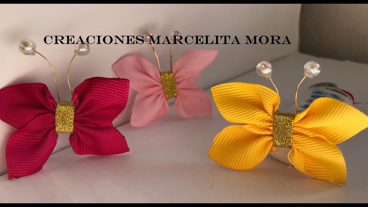 Como Hacer Mini MARIPOSAS con Liston Video #93/ How to Make Small Butterfly Ribbon