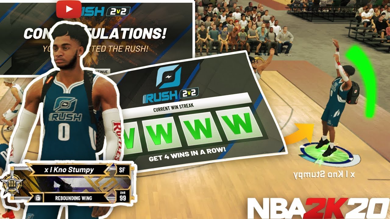 MY 99 OVR REBOUNDING WING DOMINATED THE RUSH 2V2 EVENT IN NBA 2K20! BEST JUMPSHOT & BUILD 2K20!