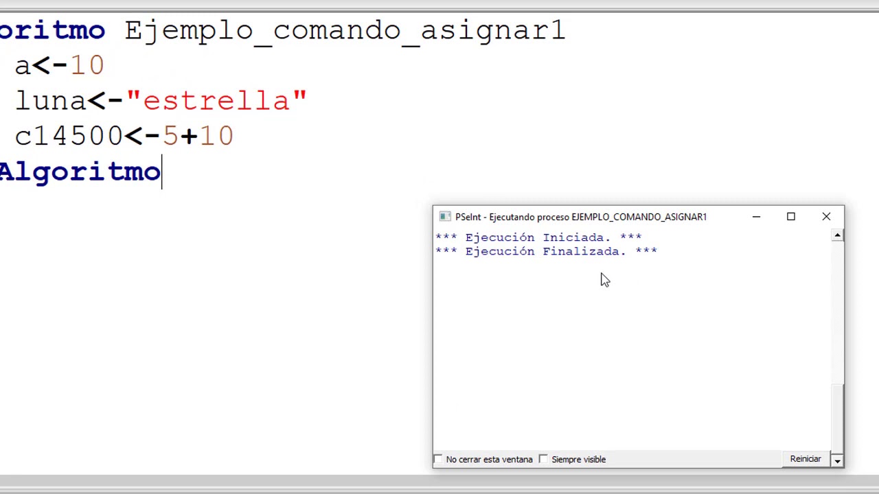 USO DEL COMANDO ASIGNAR EN PSEINT