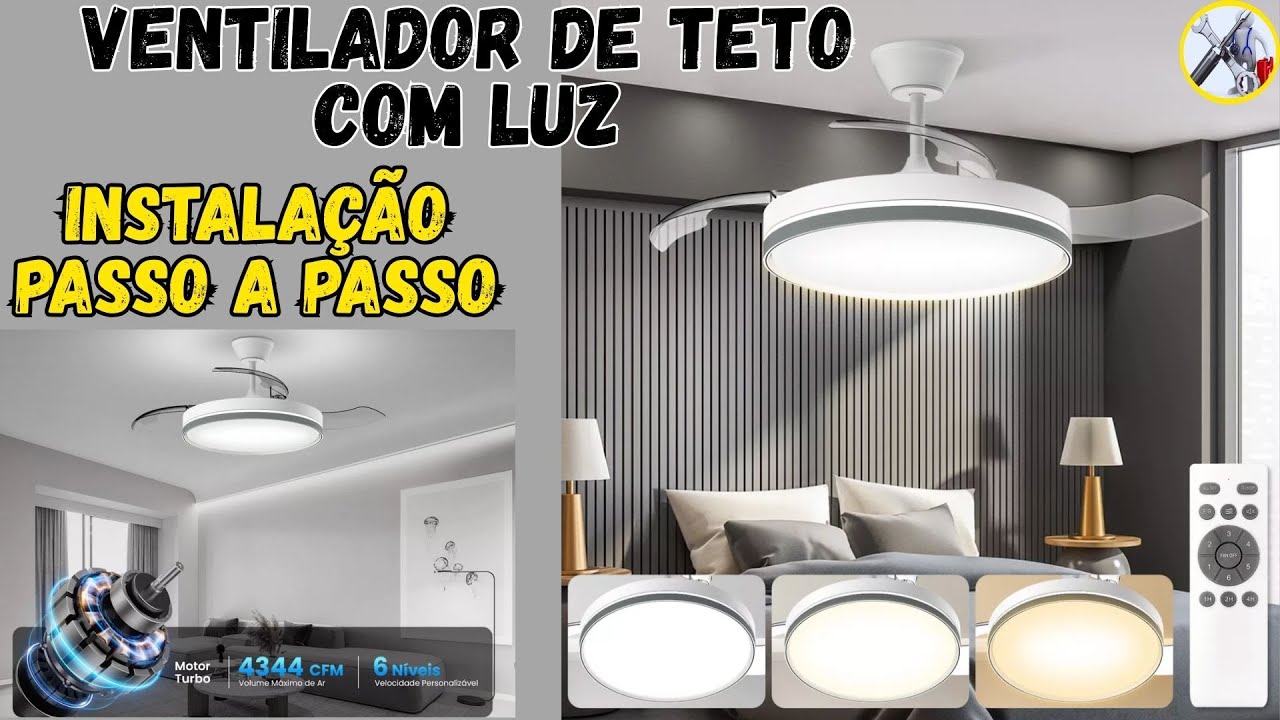 Veja como instalar esse lindo ventilador de teto com luz e controle remoto PASSO A PASSO
