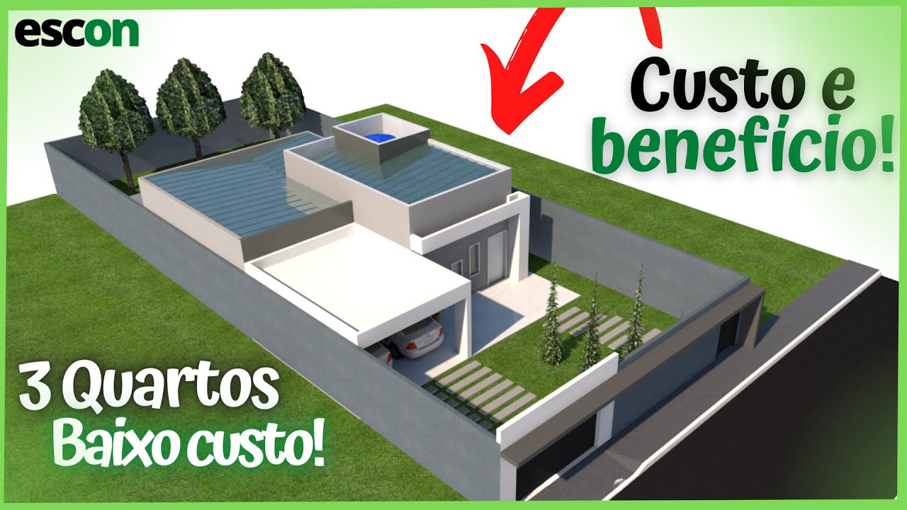 PROJETO DE CASA DE 80 METROS QUADRADOS | 3 QUARTOS