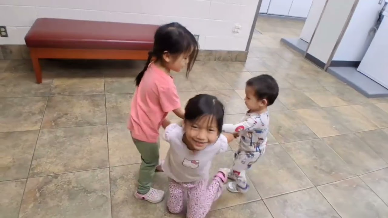 Kids playing laundry time 