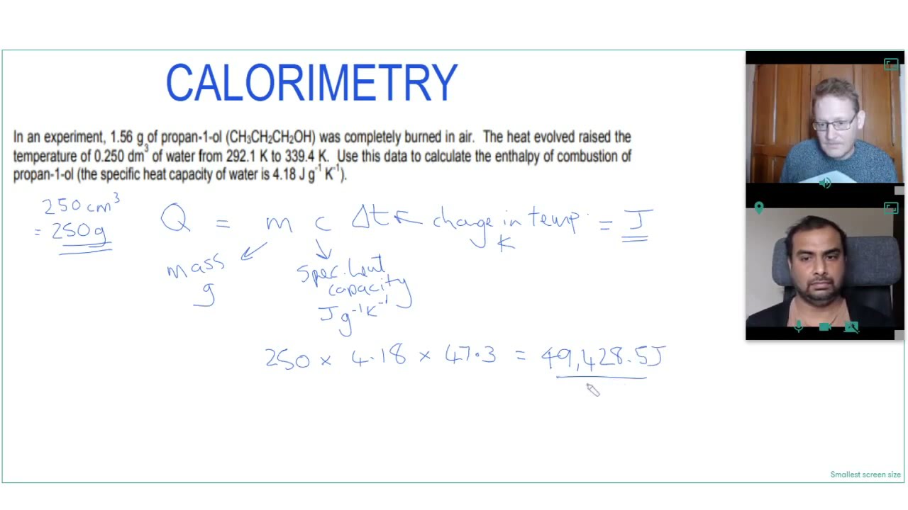 A LEVEL CHEMISTRY CALORIMETRY CALCULATION