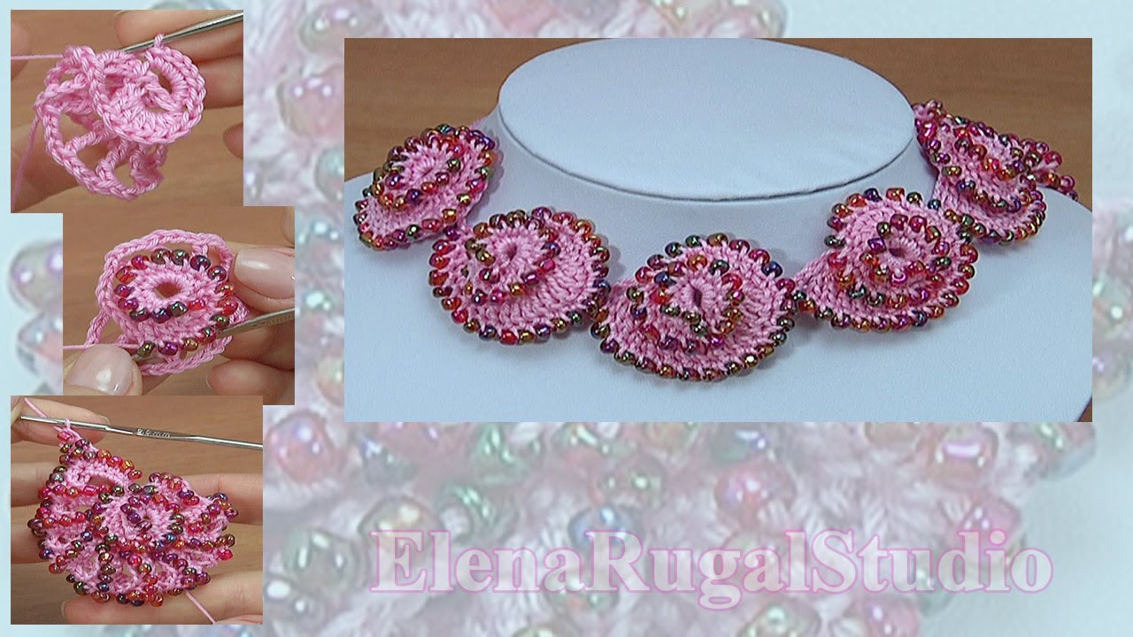 Crochet WITH SEED Beads : Beautiful 3D SPIRAL MOTIF Necklace #crochet