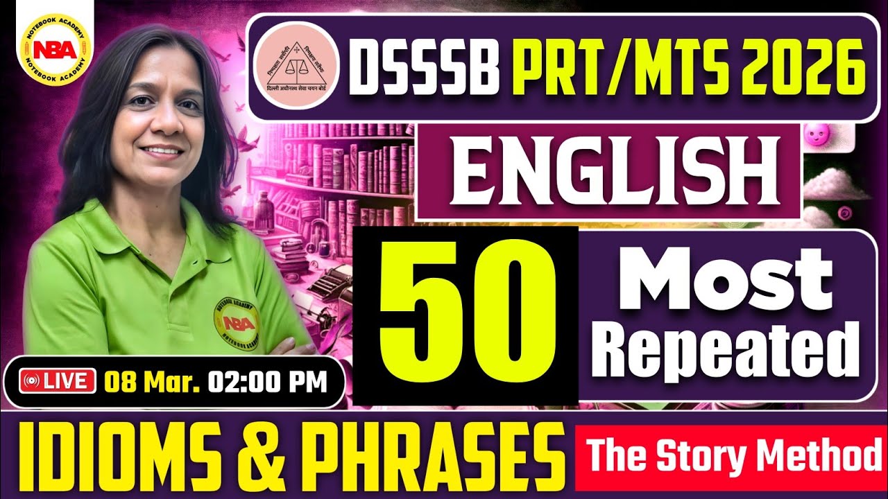 DSSSB PRT / MTS 2026 🔥 English | 50 Most Repeated Idioms & Phrases | Vibha Mam