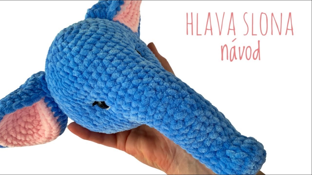 Háčkovaný slon návod KROK za KROKEM - HLAVA