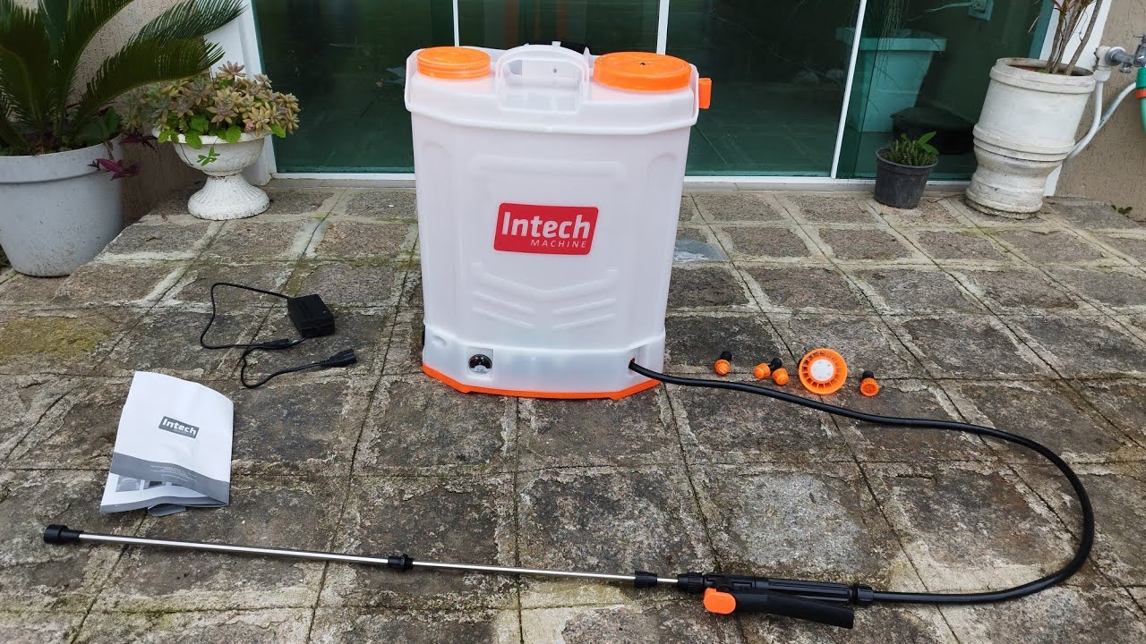 REVIEW PULVERIZADOR ELÉTRICO/À BATERIA INTECH MACHINE GPE2000 | MOSTRANDO AS PEÇAS E USANDO OS BICOS